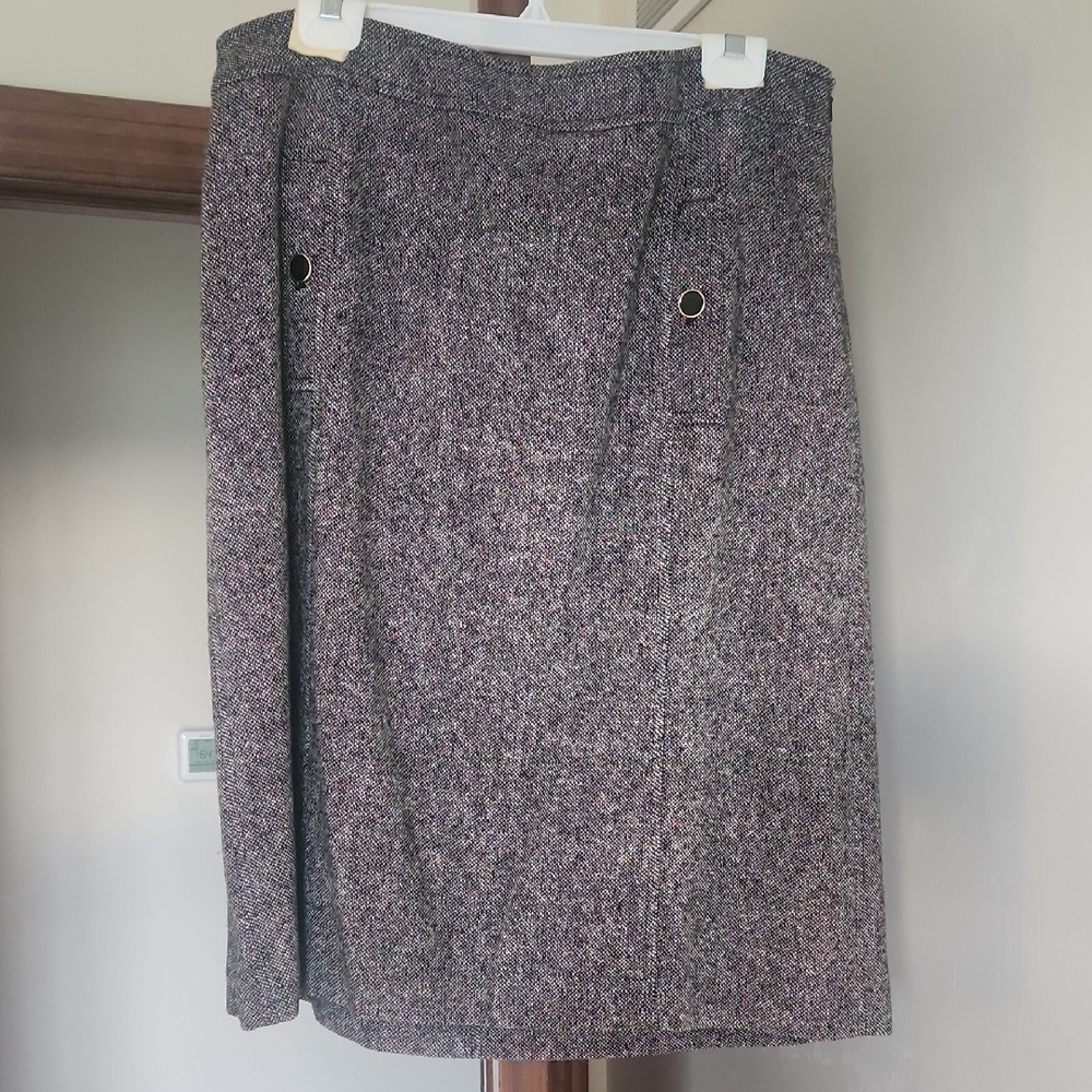 Talbots Gray and White Pencil Skirt Knee-Length